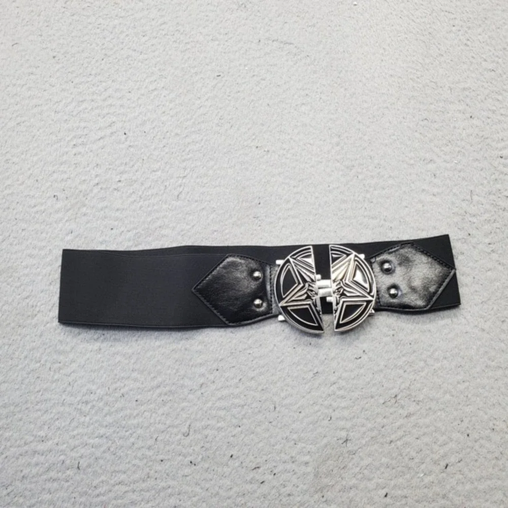 Killstar Gates of Hell‎ Belt Womens 2XL Black Elastic Waist Goat Head Buckle